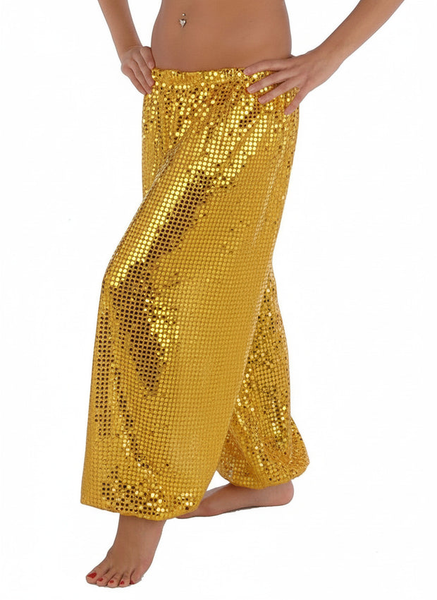 Belly Dance Sequined Harem Pants With Side Slits |