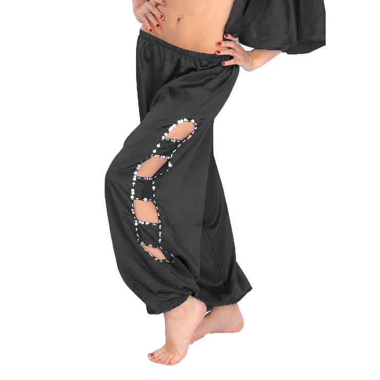 Belly Dance Satin Harem Pants With Side Cut-Outs | SOLASOLEI