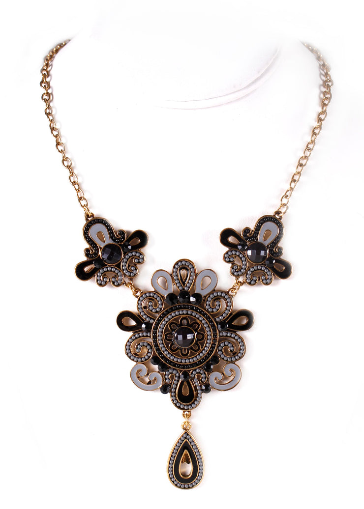 Belly Dance Flower Drop Chain Necklace | Mirrored Stone
