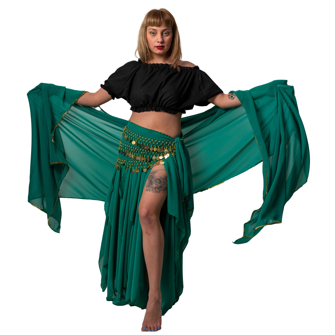 【BAON】Belly Flare Skirt Belly Dance Chiffon Skirt | Miss Belly Dance – MissBellyDance