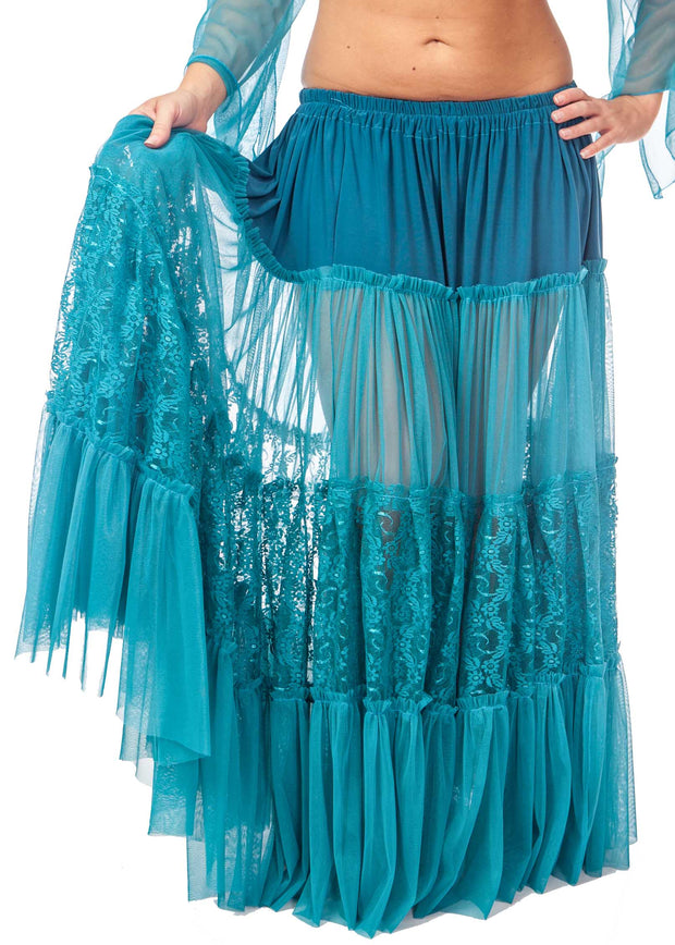 Belly Dance Lace & Sheer 25 Yard Skirt | LACE OF BELEZA