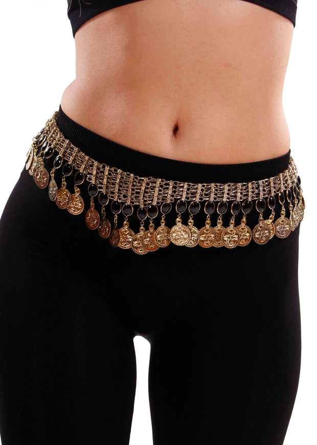 BELLY DANCE TRIBAL COIN BELT WITH GEMS   | GARONA OPA