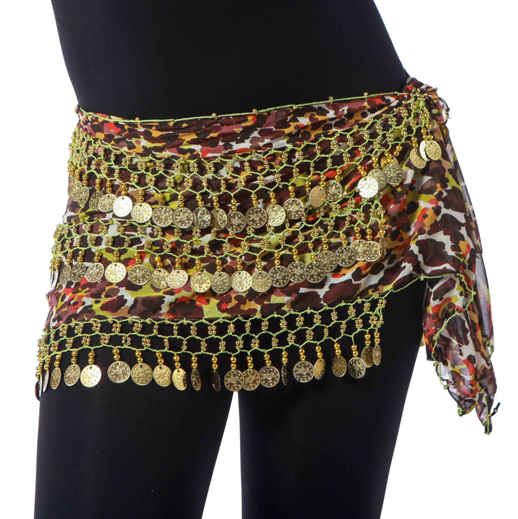 Belly Dance 3 Straight Row Patterned Hip Scarf | URBANA RAQS