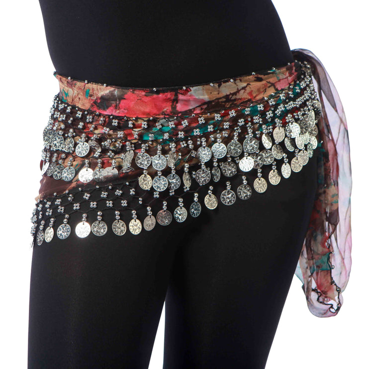 Belly Dance 3 Straight Row Patterned Hip Scarf | URBANA RAQS