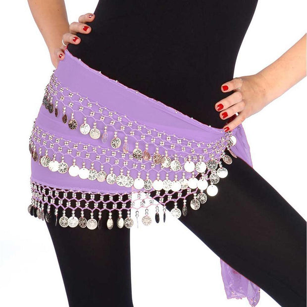 Belly Dance Chiffon 3 Straight Rows Hip Scarf | TURKISTANI
