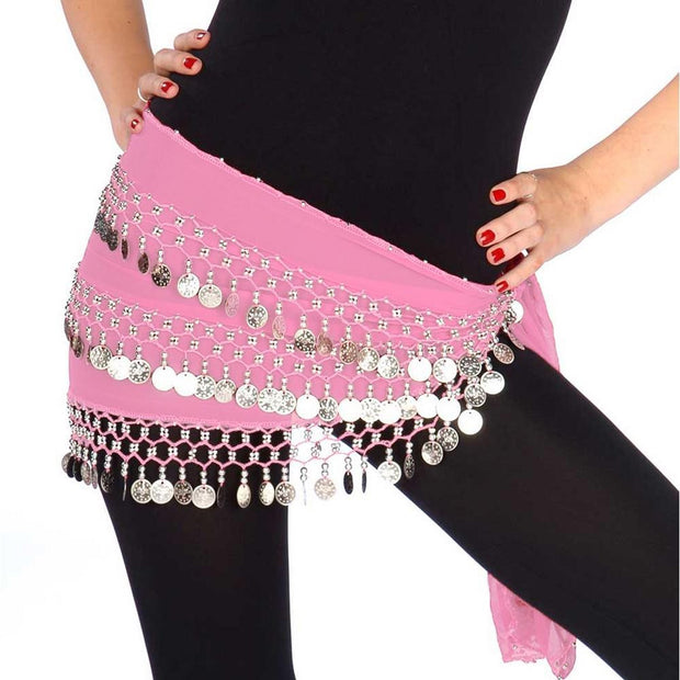 Belly Dance Chiffon 3 Straight Rows Hip Scarf | TURKISTANI