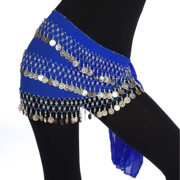 Belly Dance Chiffon 3 Straight Rows Hip Scarf | TURKISTANI