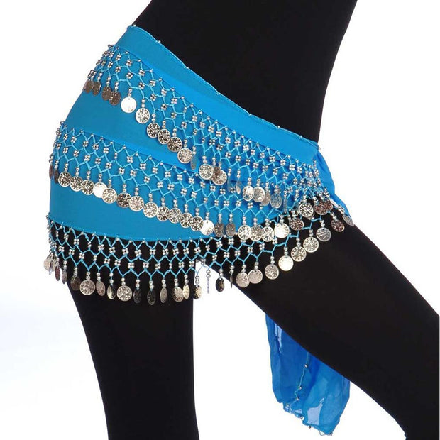 Belly Dance Chiffon 3 Straight Rows Hip Scarf | TURKISTANI