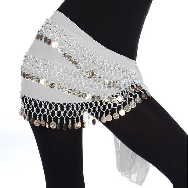 Belly Dance Chiffon 3 Straight Rows Hip Scarf | TURKISTANI