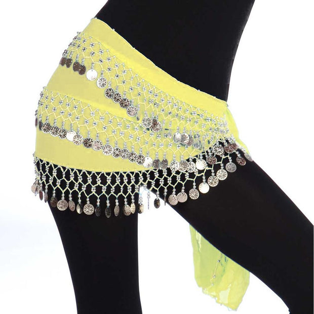 Belly Dance Chiffon 3 Straight Rows Hip Scarf | TURKISTANI