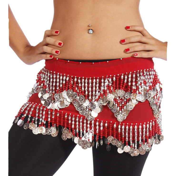 Belly Dance Chiffon Colorful Beaded Hip Scarf | DYNAMITE DUNES