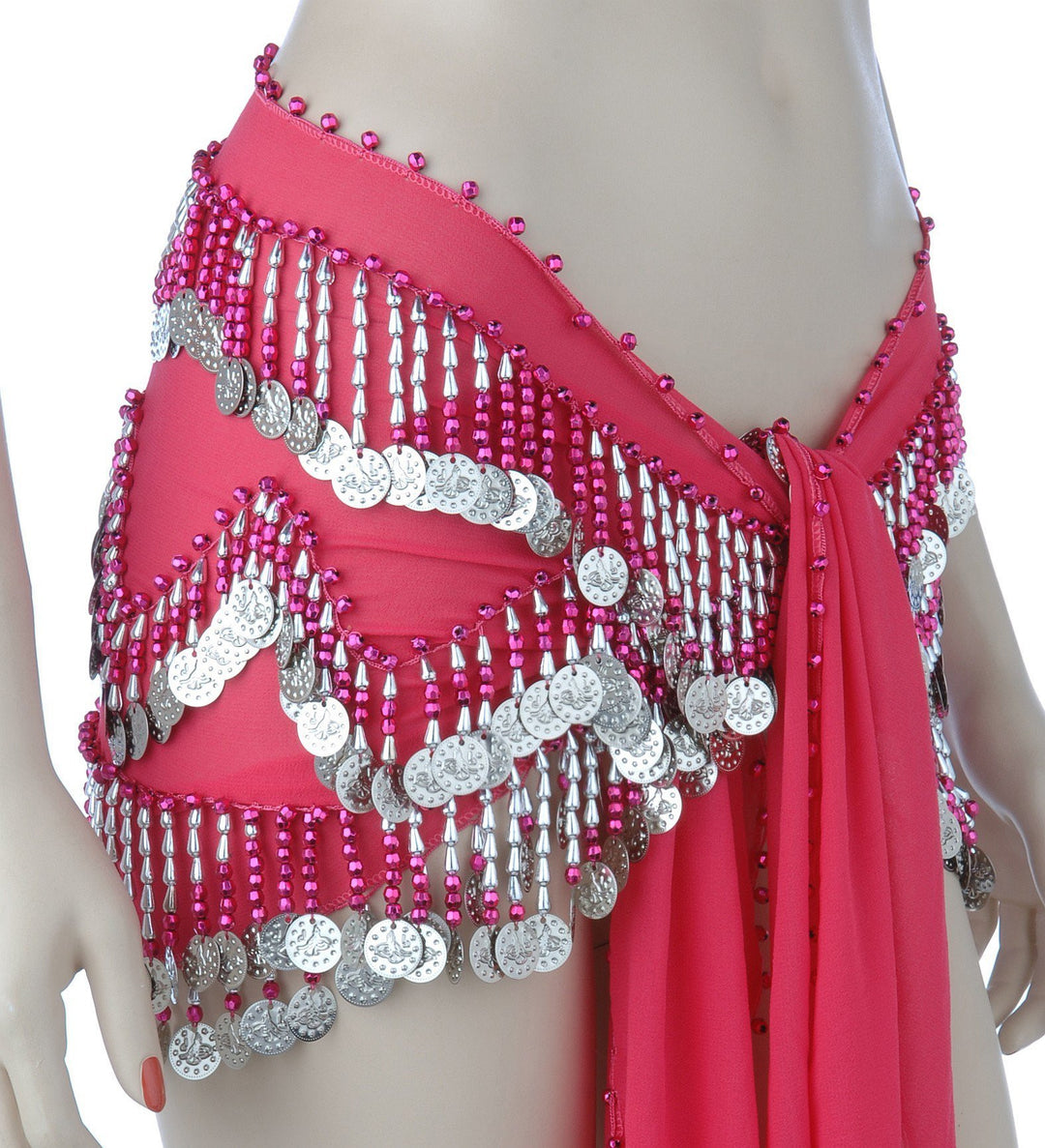 Pink Belly Dance Shawl Belly Dance Chiffon Colorful Beaded Hip