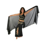 Belly Dance Chiffon Harem Pants, Top, Hip Scarf & Veil Costume Set | FESTIVAL FLAIR