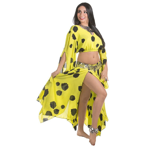 Belly Dance Chiffon Polka Dot Skirt, Top, & Coined Belt | SPRITE - 69. ...