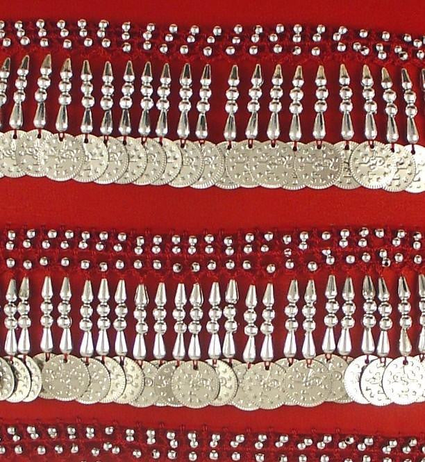 Belly Dance Chiffon Rectangular 4 Straight Rows Teardrop Hip Scarf | BELADI