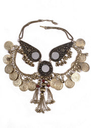 Belly Dance Coined Tribal Necklace with Mirrors | COINS AND MIRRORS