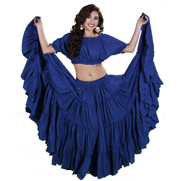 Belly Dance Cotton 25yrd Skirt & Top Costume Set | ROMANY & RAQS