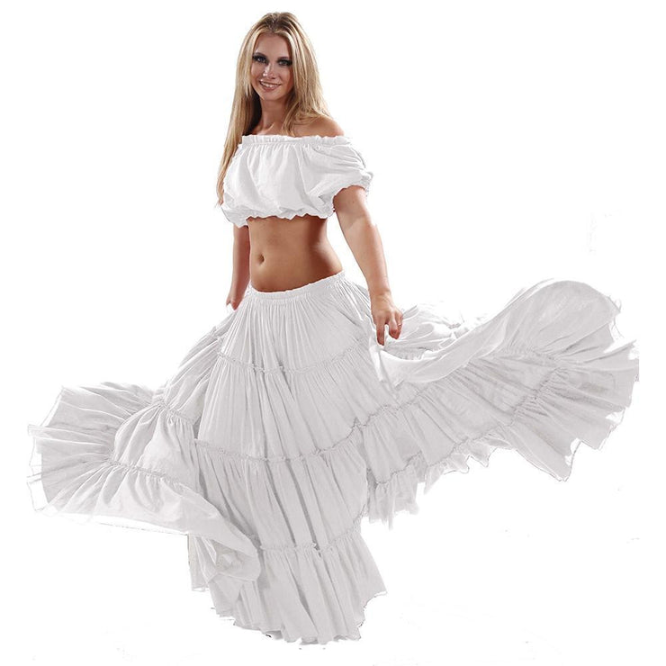 Belly Dance Cotton 25yrd Skirt & Top Costume Set | ROMANY & RAQS