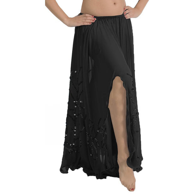 Belly Dance Full Circular Sequined Chiffon Skirt | SEQUINED PANEL