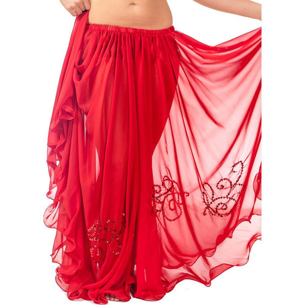 Belly Dance Full Circular Sequined Chiffon Skirt | SEQUINED PANEL