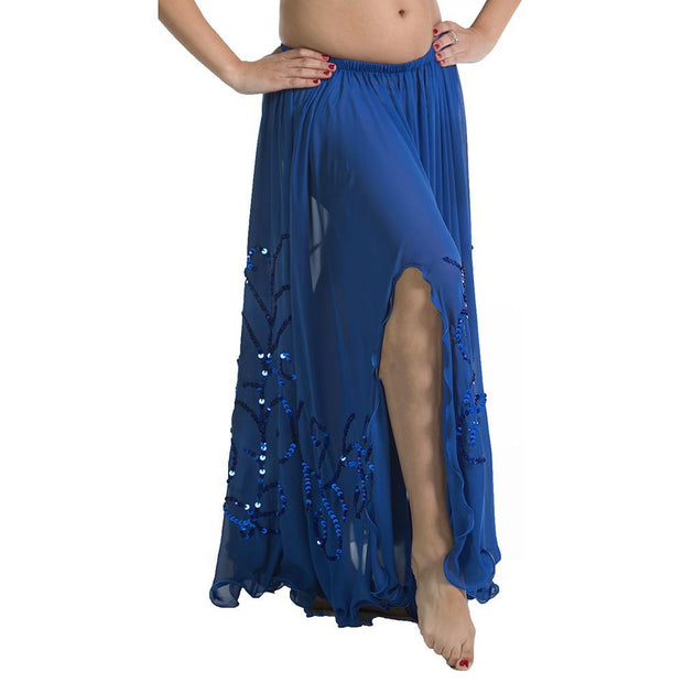 Belly Dance Full Circular Sequined Chiffon Skirt | SEQUINED PANEL
