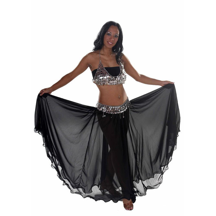 Belly Dance Full Circular Skirt, Coin Bra, & Belt Costume Set