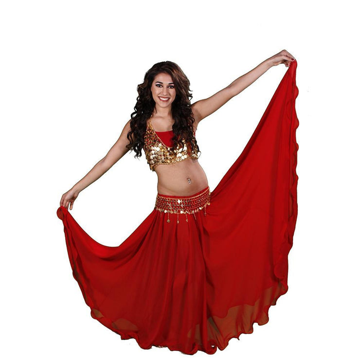 Belly Dance Full Circular Skirt, Coin Bra, Belt Costume Set