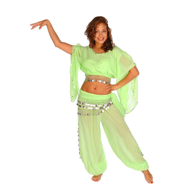 Belly Dance Harem Pant, Hip Scarf, & Bell Sleeve Top Costume Set | SURREAL