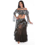 Belly Dance Lace & Chiffon Three-Piece Skirt & Top Costume Set | ANA STARI
