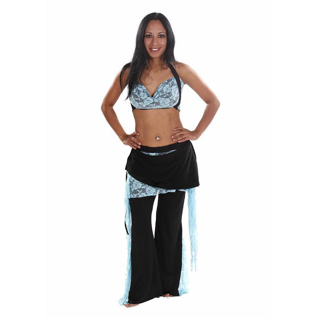 Belly Dance Lace & Lycra Halter Top With Pants Costume Set | LACED UP