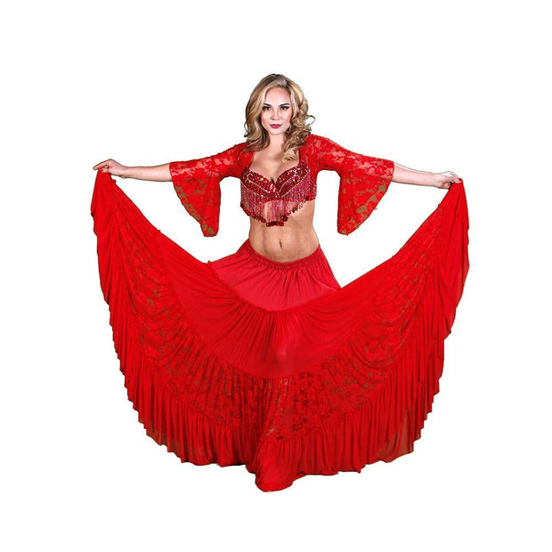 Belly Dance Lace & Sheer 25 Yard Skirt | LACE OF BELEZA