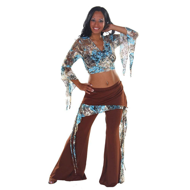 Belly Dance Lace/Lycra Harem Pants & Top Costume Set | TURQUOISE KALIDESCOPE