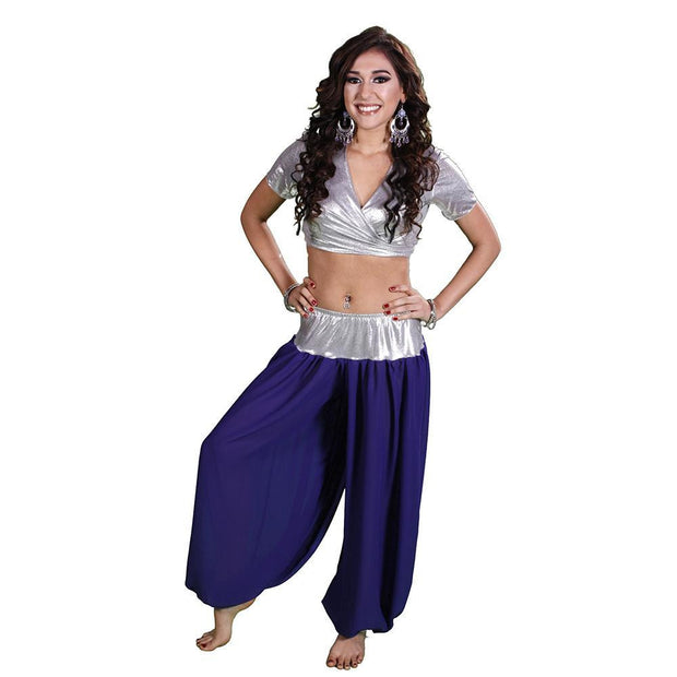 Belly Dance Lycra Choli Top With Chiffon Harem Pants Costume Set |