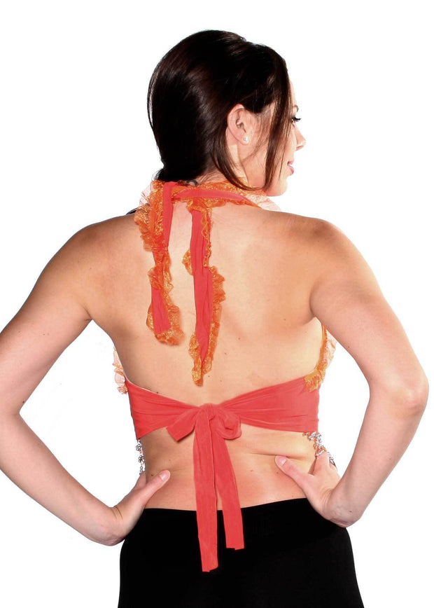 Belly Dance Lycra Stretchy Halter Top with Ruffles | MASRIYA MONROE