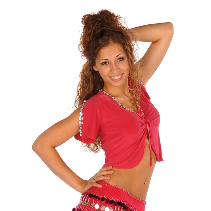 Belly Dance Lycra Stretchy Top with Sequins and Ribbon | BELLA BELLA