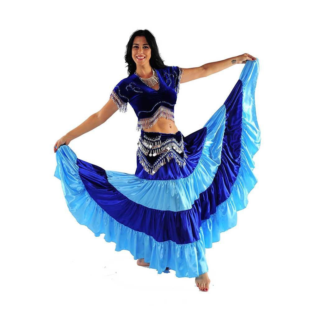 Belly Dance Multi-Color Stripped 17 yard Satin Skirt | LOVE AND
