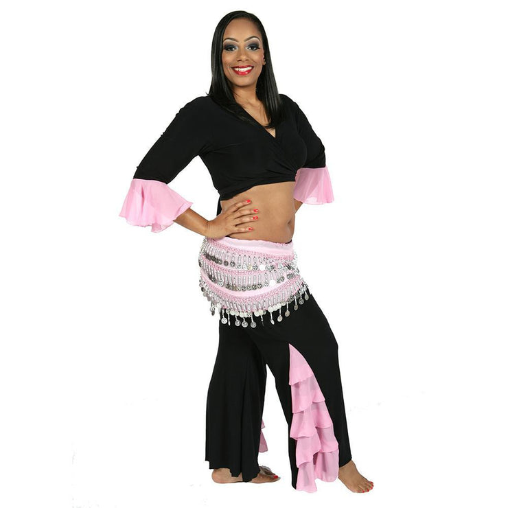 Belly Dance Pants, Choli Top, & Hip Scarf Costume Set