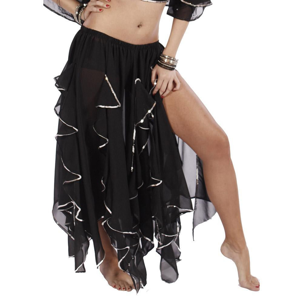 Black With Gold Trim- Belly Dance/dance Skirt outlet Free Size