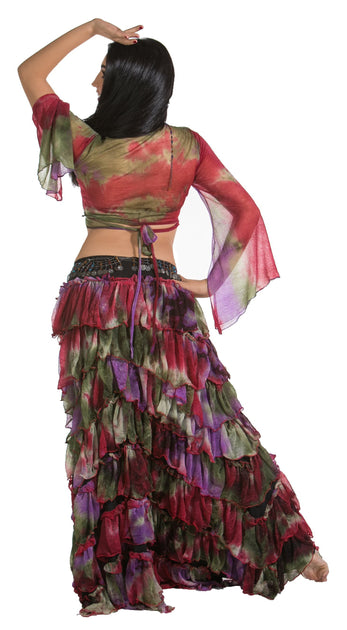 Belly Dance Ruffled Skirt, Choli Top, & Belt Costume Set | ROSA LEEHA ...