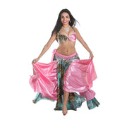 Belly Dance Satin Bra, Full Circular Skirt & Hip Scarf |