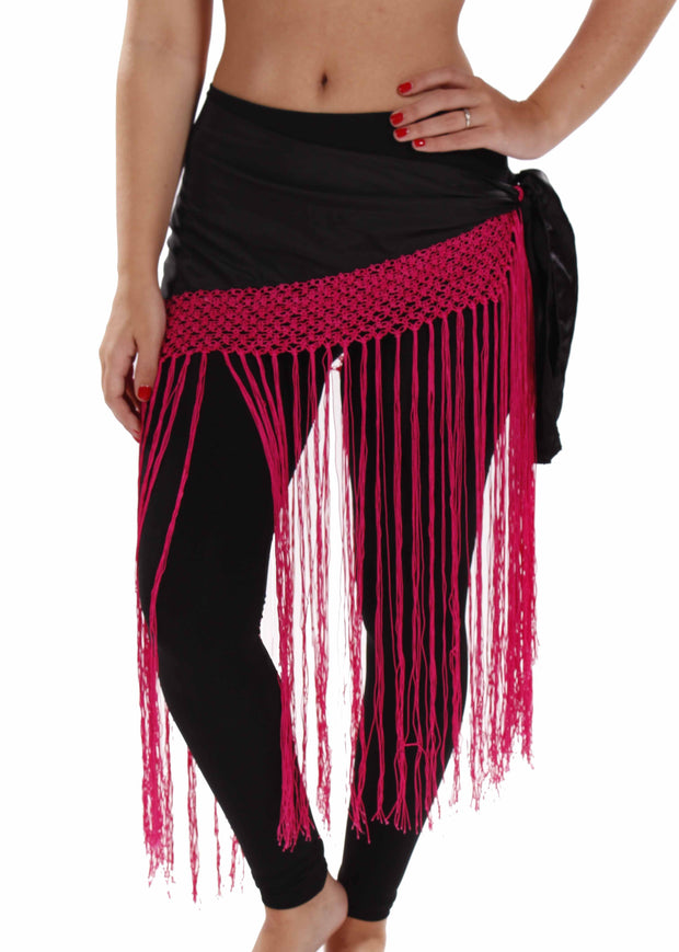 Belly Dance Satin Fringe Hip Scarf | SULTRY SATIN