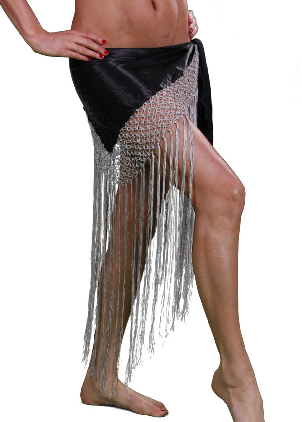 Belly Dance Satin Fringe Hip Scarf | SULTRY SATIN
