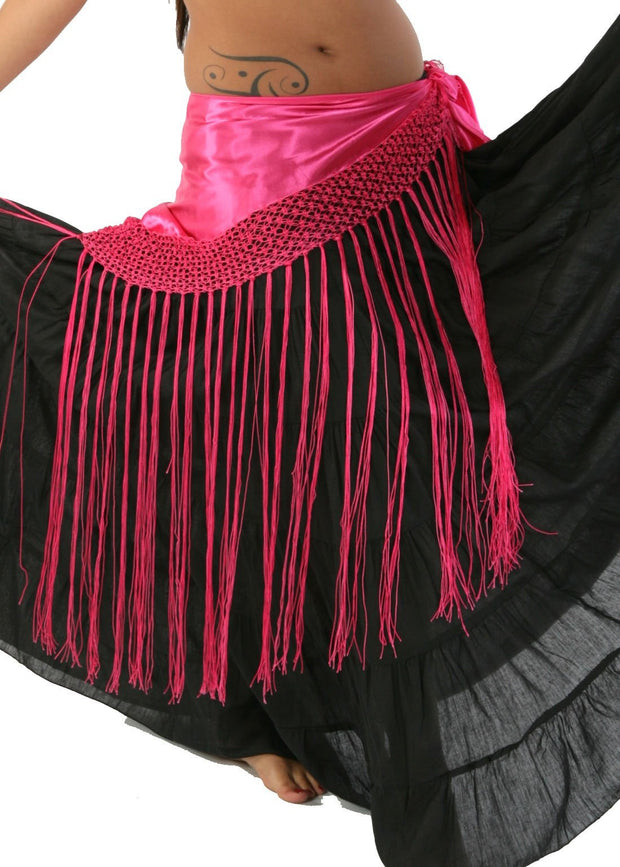 Belly Dance Satin Fringe Hip Scarf | SULTRY SATIN