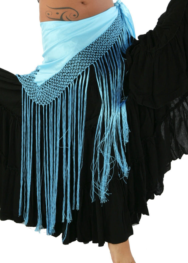 Belly Dance Satin Fringe Hip Scarf | SULTRY SATIN