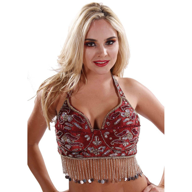 Belly Dance Sequined Bra with Coins | RAQS SHOWSTOPPER