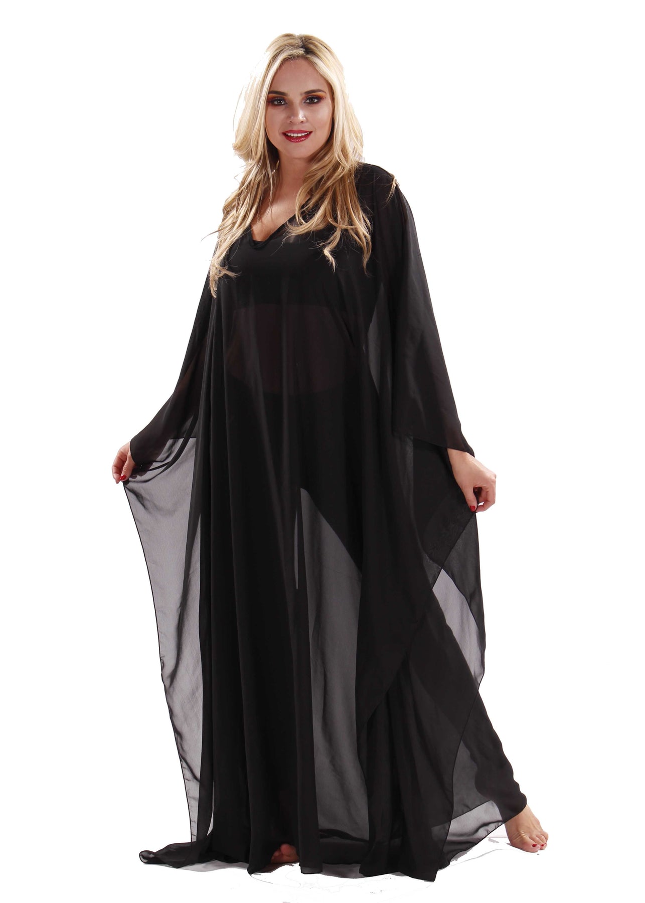 Belly Dance Sheer Solid Color Chiffon Kaftan
