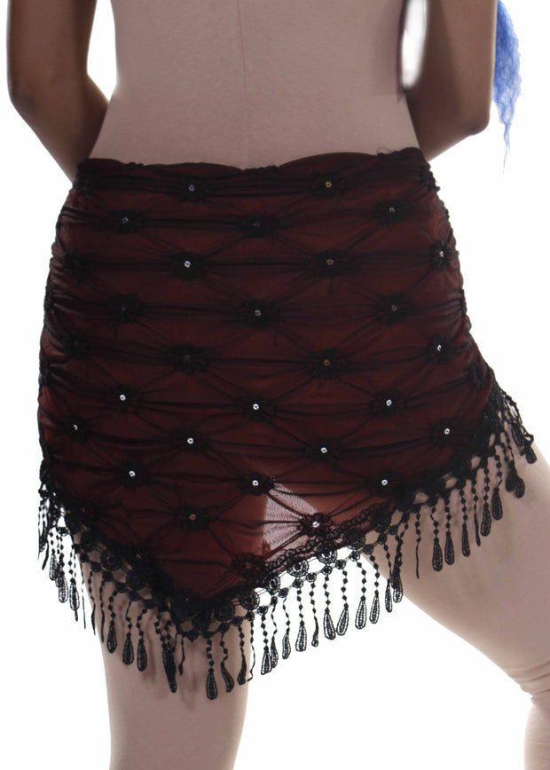 Belly Dance Sheer Hip Scarf with Fringe | HONAK