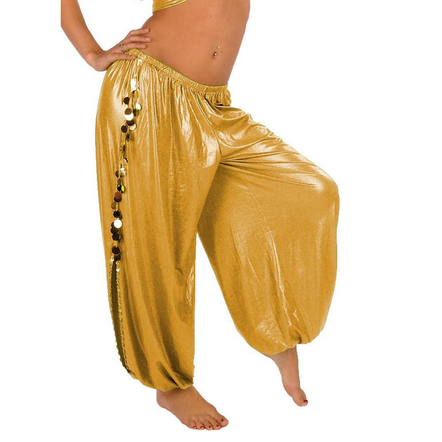 Belly Dance Shiny Lycra Harem Pants With Side Slits | MUITOSEI - 24.99 ...
