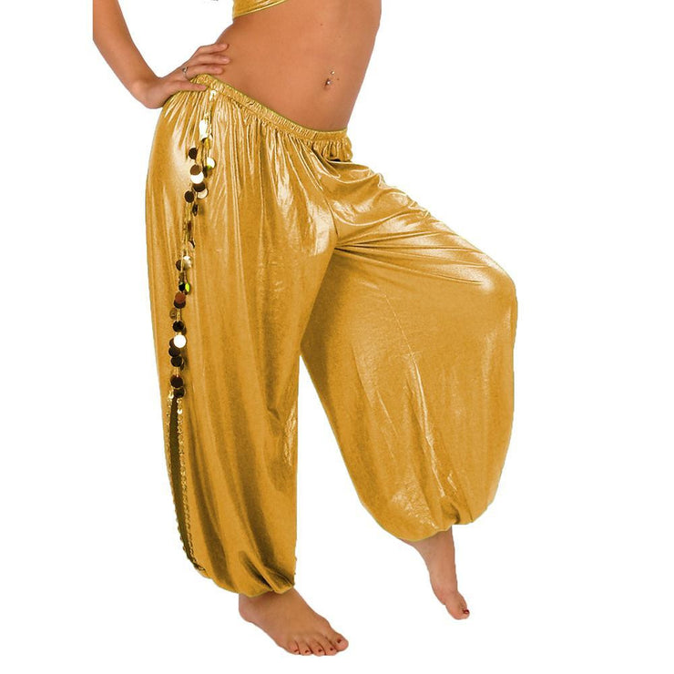 Belly Dance Shiny Lycra Harem Pants With Side Slits | MUITOSEI