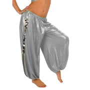 Belly Dance Shiny Lycra Harem Pants With Side Slits | MUITOSEI